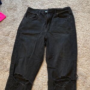 American Eagle Outfitters Black Distressed Boyfriend Jeans